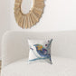 16” Blue White Robin Zippered Suede Throw Pillow
