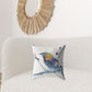 18” Blue White Robin Zippered Suede Throw Pillow