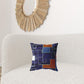 16" Navy Puzzle Piece Zippered Suede Throw Pillow