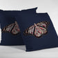 16" Denim Blue Butterfly Zippered Suede Throw Pillow