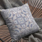 18” Yellow Gray Boho Ornate Zippered Suede Throw Pillow