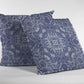 16” Indigo White Boho Ornate Zippered Suede Throw Pillow