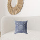 16” Indigo White Boho Ornate Zippered Suede Throw Pillow