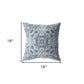 16” Light Blue Boho Ornate Zippered Suede Throw Pillow