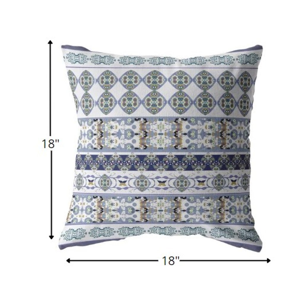 18” Navy White Strips Zippered Suede Throw Pillow