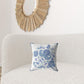 16” Blue White Wildflower Zippered Suede Throw Pillow