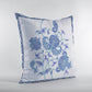 18” Blue White Wildflower Zippered Suede Throw Pillow