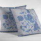 18” Blue White Wildflower Zippered Suede Throw Pillow