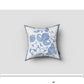 18” Blue White Wildflower Zippered Suede Throw Pillow