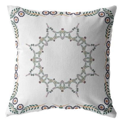 16"x16" White Zippered Suede Floral Throw Pillow