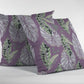 18” White Purple Tropical Leaf Zippered Suede Throw Pillow