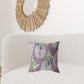 18” White Purple Tropical Leaf Zippered Suede Throw Pillow