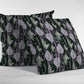 16” Black Purple Fall Leaves Zippered Suede Throw Pillow
