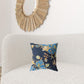 16" Navy Blue Garden Zippered Suede Throw Pillow