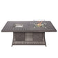 Gray Wicker Outdoor Gas Fire Pit Table with Ice Bucket