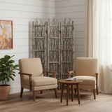 Earthy Birch and Twig Four Panel Room Divider Screen
