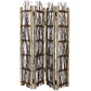 64" Brown Solid Wood Folding Four Panel Screen Room Divider