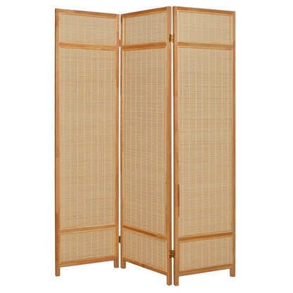 72" Brown Bamboo Folding Three Panel Screen Room Divider