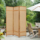 72" Brown Bamboo Folding Three Panel Screen Room Divider