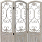 68" Beige Metal And Wood Folding Three Panel Screen Room Divider