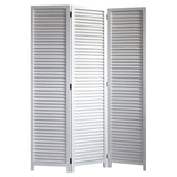 67" White Solid Wood Folding Three Panel Screen Room Divider
