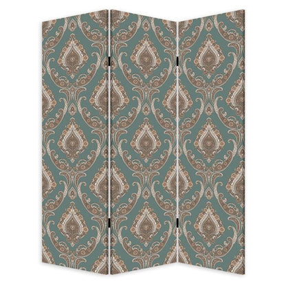 72" Green Folding Three Panel Screen Room Divider
