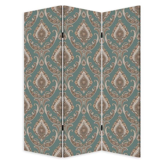 72" Green Folding Three Panel Screen Room Divider