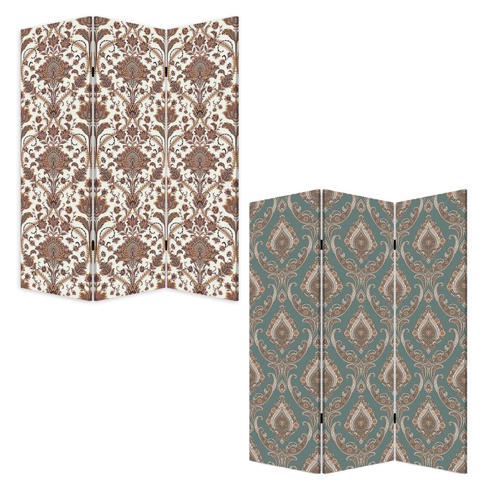 72" Green Folding Three Panel Screen Room Divider