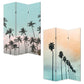 72" Light Green Folding Three Panel Screen Room Divider