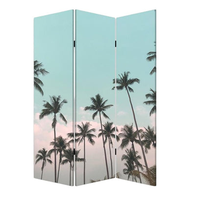 Tropical Palm Trees Room Three Panel Divider Screen