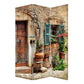 Romantic European Street Three Panel Room Divider Screen