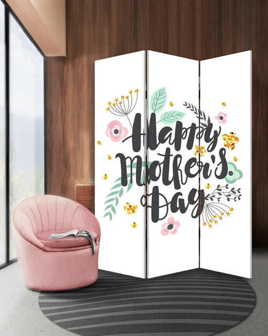 72" White Folding Three Panel Screen Room Divider