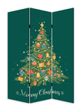 72" Green Folding Three Panel Screen Room Divider
