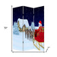 72" Green Folding Three Panel Screen Room Divider