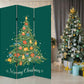 72" Green Folding Three Panel Screen Room Divider