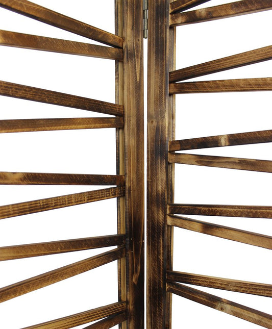 72" Brown Folding Three Panel Screen Room Divider