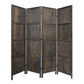 79" Brown Solid Wood Folding Four Panel Screen Room Divider