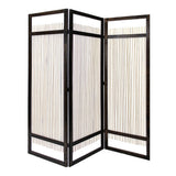 72" Brown Folding Three Panel Screen Room Divider