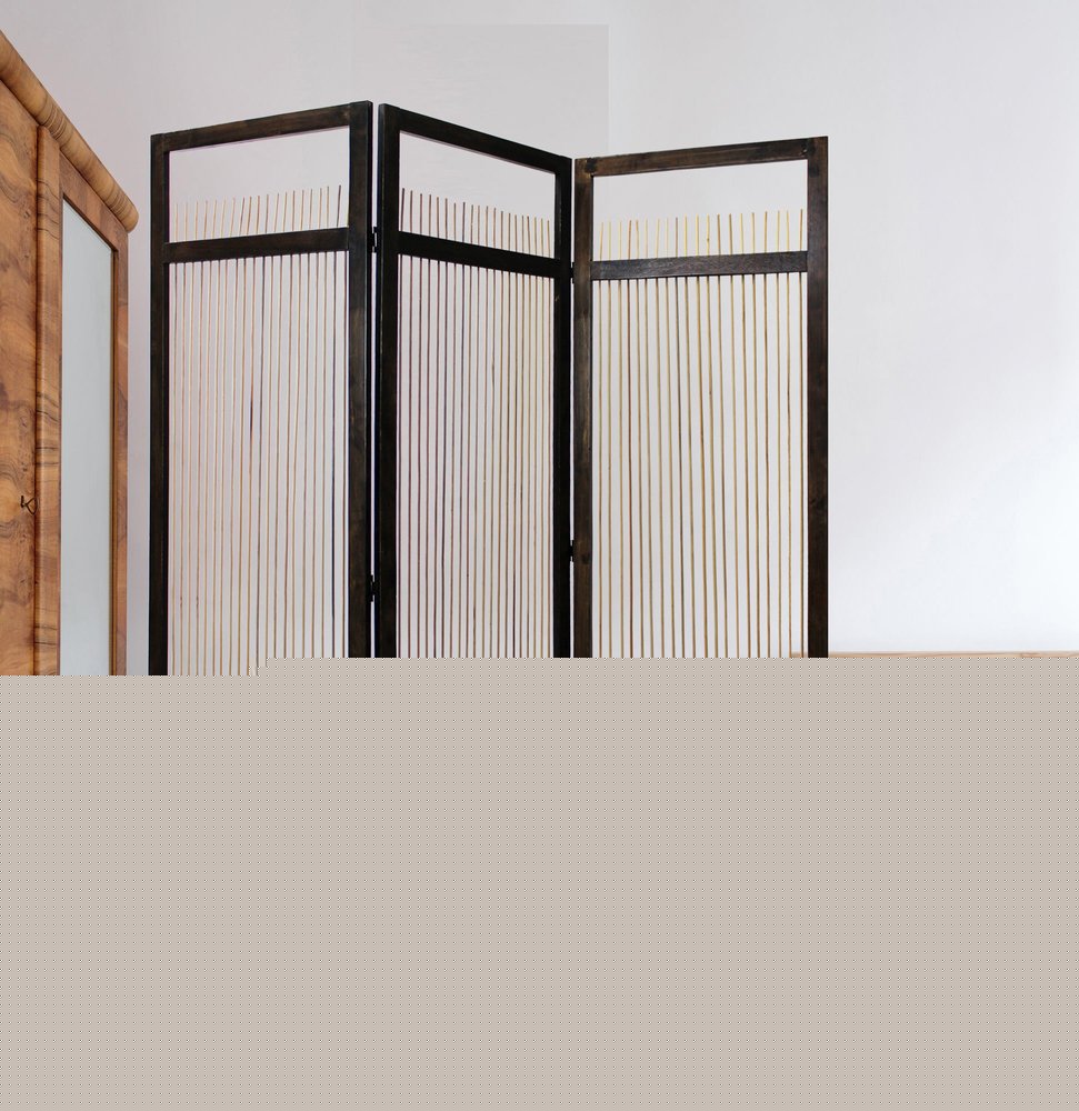 72" Brown Folding Three Panel Screen Room Divider
