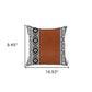 17" X 17" Brown Geometric Zippered Handmade Faux Leather Throw Pillow Cover