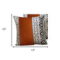 Set of Two 17" Brown and White Geometric Faux Leather Throw Pillow Cover
