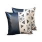 Set of Two 17" Black and White Geometric Fabric and Faux Leather Throw Pillow Covers