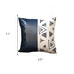 Set of Two 17" Black and White Geometric Fabric and Faux Leather Throw Pillow Covers