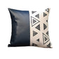 Set of Two 18" Black and White Geometric Fabric and Faux Leather Throw Pillows