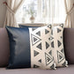 Set of Two 18" Black and White Geometric Fabric and Faux Leather Throw Pillows