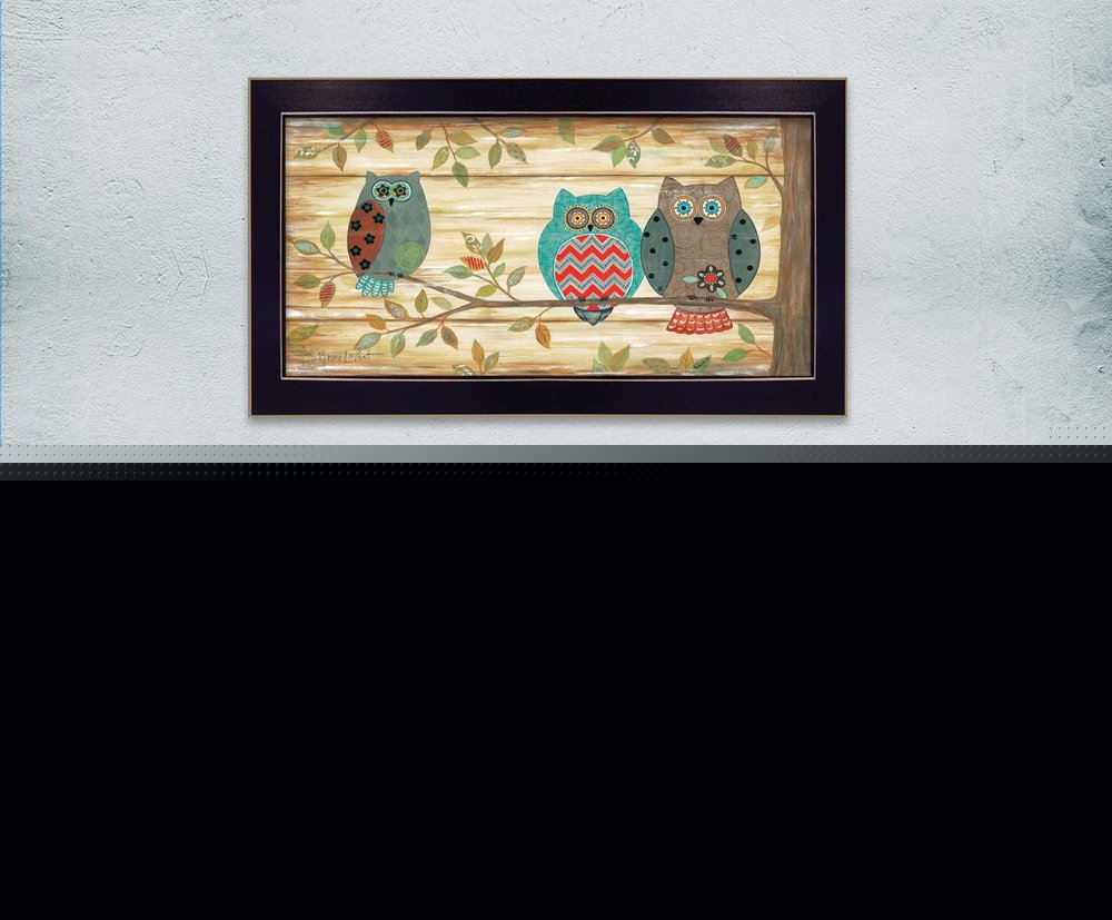 Three Wise Owls 1 Black Framed Print Wall Art