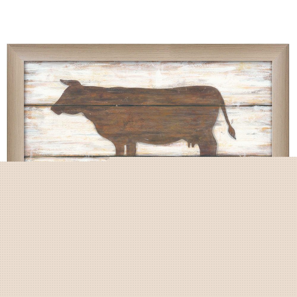 Farmhouse Cow Brown Framed Print Wall Art
