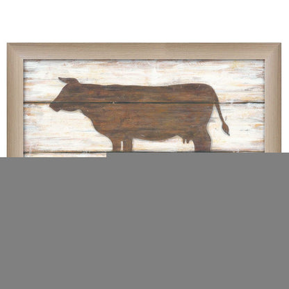Farmhouse Cow Brown Framed Print Wall Art