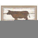 Farmhouse Cow Brown Framed Print Wall Art