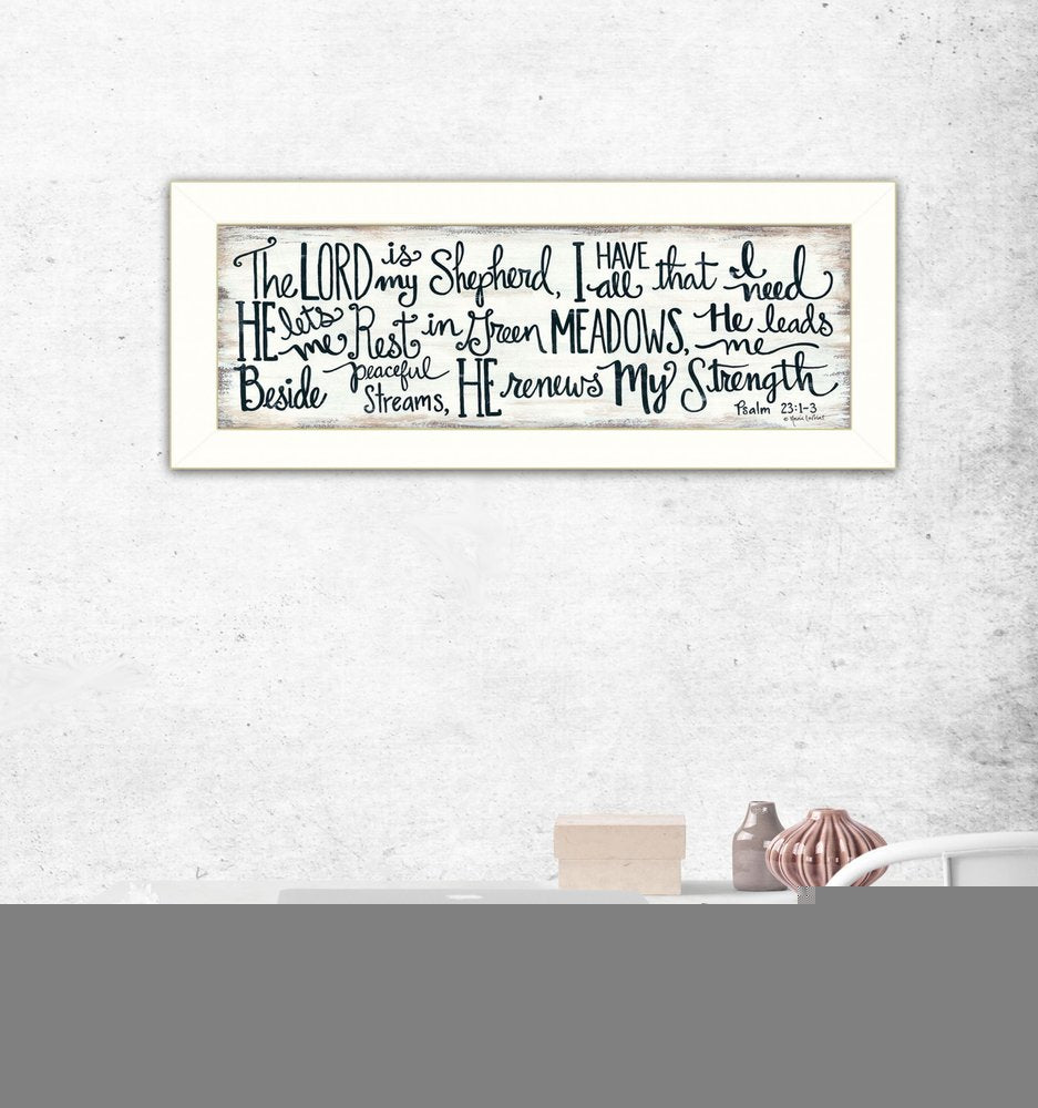 The Lord is My Shepherd 2 White Framed Print Wall Art